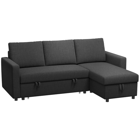 HOMCOM Convertible Corner Sofa Bed, Modular 3-Seater, Black