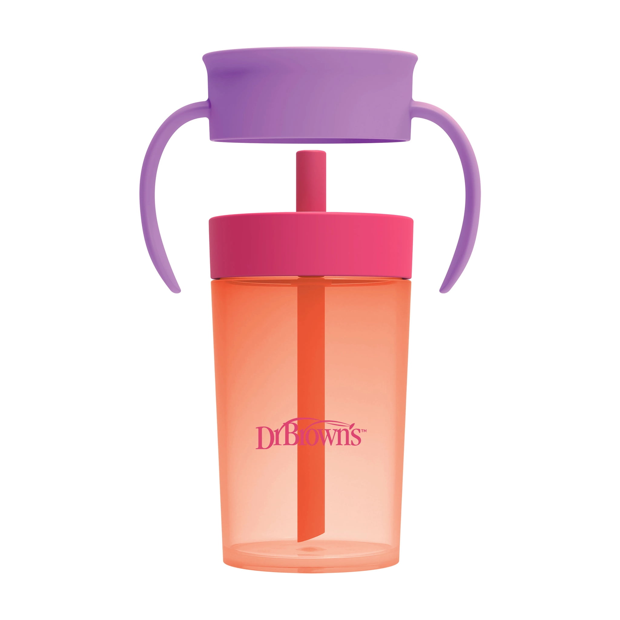 Dr. Brown's Milestones Straw-to-360 Convertible Toddler Cup Set, Pink/Coral, 10 oz, 9m+, 1 Pack
