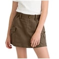 thumbnail image 2 of Edvintorg Kids Clothes Girls Fashion Solid Color Elastic Waisted Cargo Skirt Summer Casual Work Mini Skirt with Pockets, 2 of 6