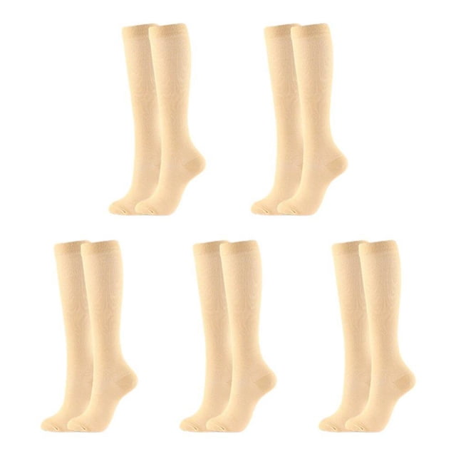 Greyghost 5 Paires Bas de Compression pour Hommes et Femmes Chaussettes de Randonnée Course 20-30 mm Vol Grossesse Enflure Varices Marathon Café P/M