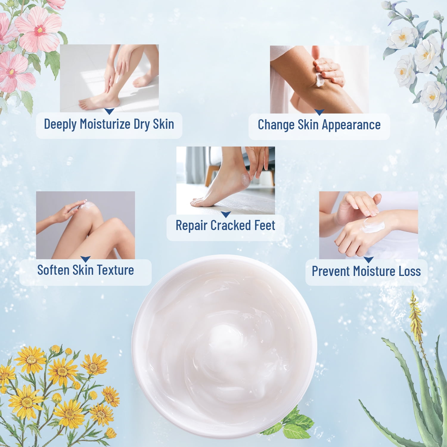 OUKEYA Urea & Salicylic Acid Cream For Dry & Cracked Skin Care, 42% Urea + 2% Salicylic Acid, 5.29 oz 4 Pack