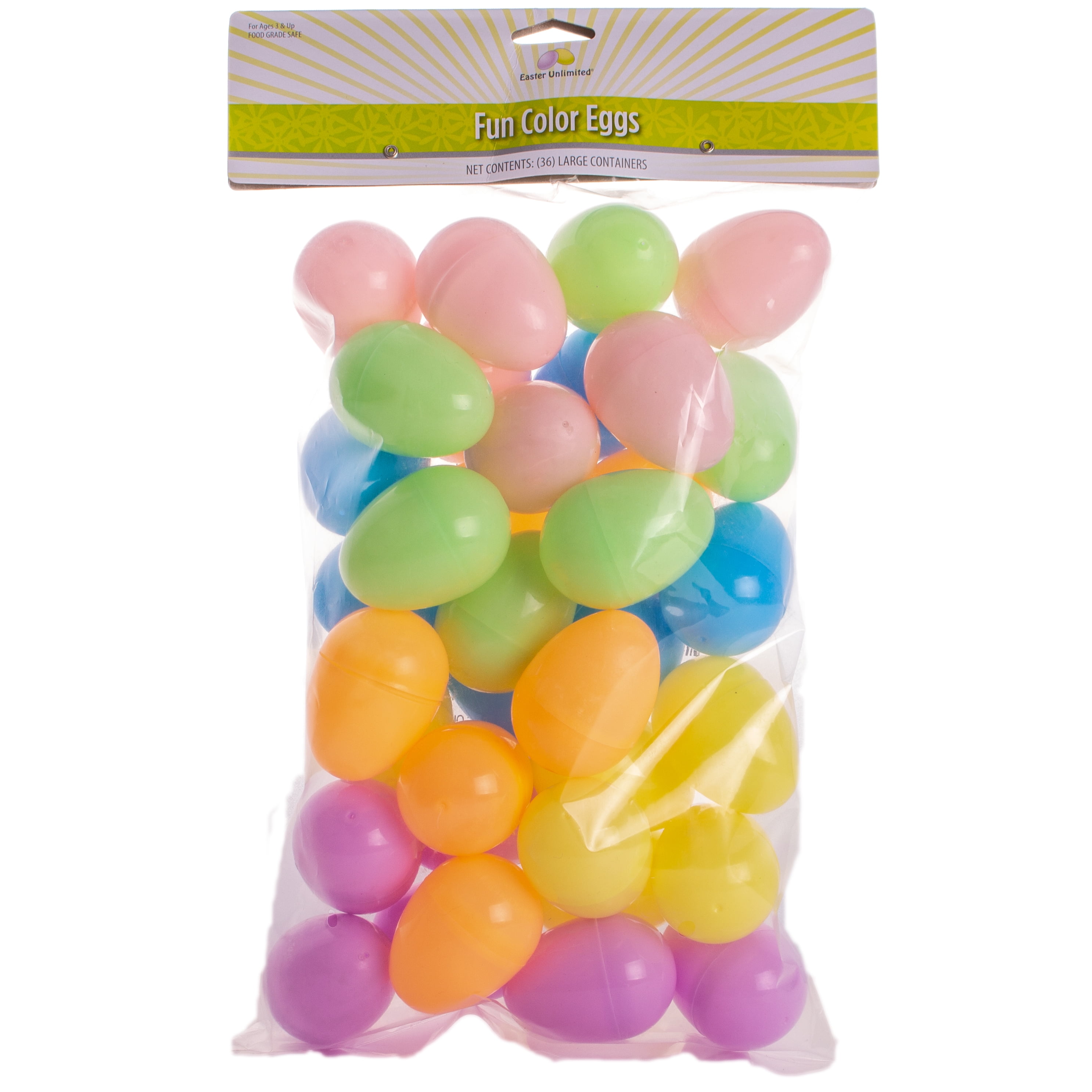 Easy Snap Solid Pastel Color 2.5" Plastic Easter Eggs, Assorted, 36