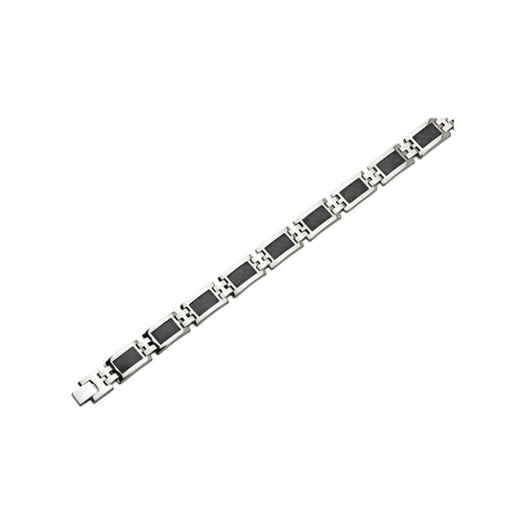 Gem & Harmony Mens Stainless Steel Carbon Fiber Bracelet 9.25 inches for Men