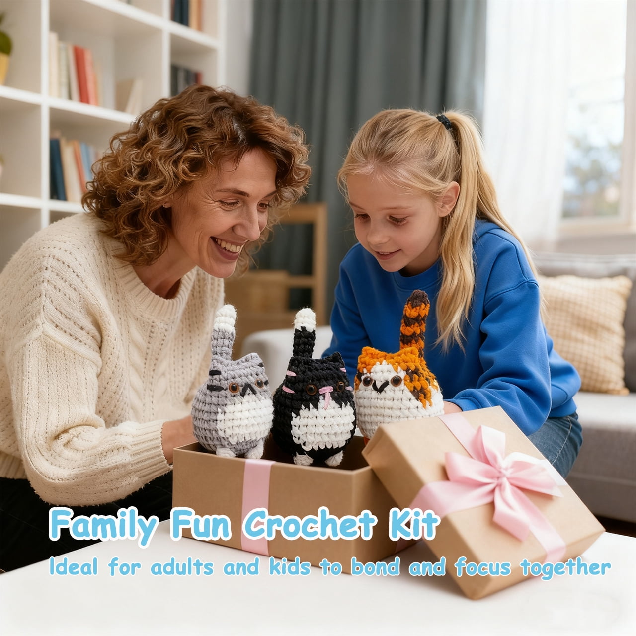 Tikeitoo Crochet Kit for Beginners | Crochet Animal Kits | Include Easy Knitting Soft Yarn 30% Extra, Step-by-Step Video Tutorial, Hooks, Needles Mother Day Gifts for Mom
