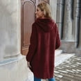thumbnail image 4 of UTTOASFAY Women Coats Plus Size Clearance Women Plus Size Button Plush Tops Hooded Loose Cardigan Wool Coat Winter Jacket Rollbacks Wine 18(Xxxl), 4 of 5