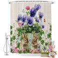 thumbnail image 2 of Shower Curtain for Bathroom Easter Rabbit Rustic Butterfly Bee Waterproof Bath Curtains Shower Curtains with Hooks,Pastoral Flower Leaf Linen Bathroom Curtain Privacy Drapes for Bathtubs 72x72in, 2 of 9