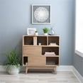 thumbnail image 2 of Pemberly Row Bookcase 3 Open Shelves 2 Sliding Door Panels in Natural, 2 of 12