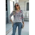 thumbnail image 5 of Zeagoo Women's 3/4 Sleeve V Neck Shirts Casual Basic Floral Blouses Fashion Business Work Tunic Tops, 5 of 5