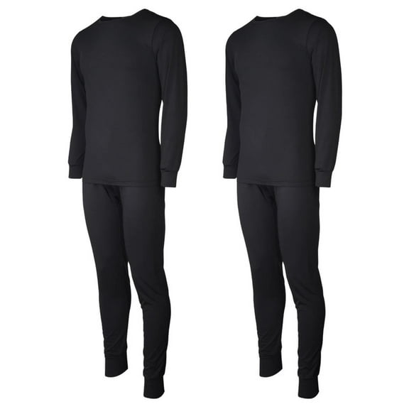 2 Pack Men's Fleece Thermal Underwear 2 Piece Set S-3XL Top & Bottom Combo Shirts and Pants Warm Lined Underwear Basic Layer Fall Winter Cold Weather