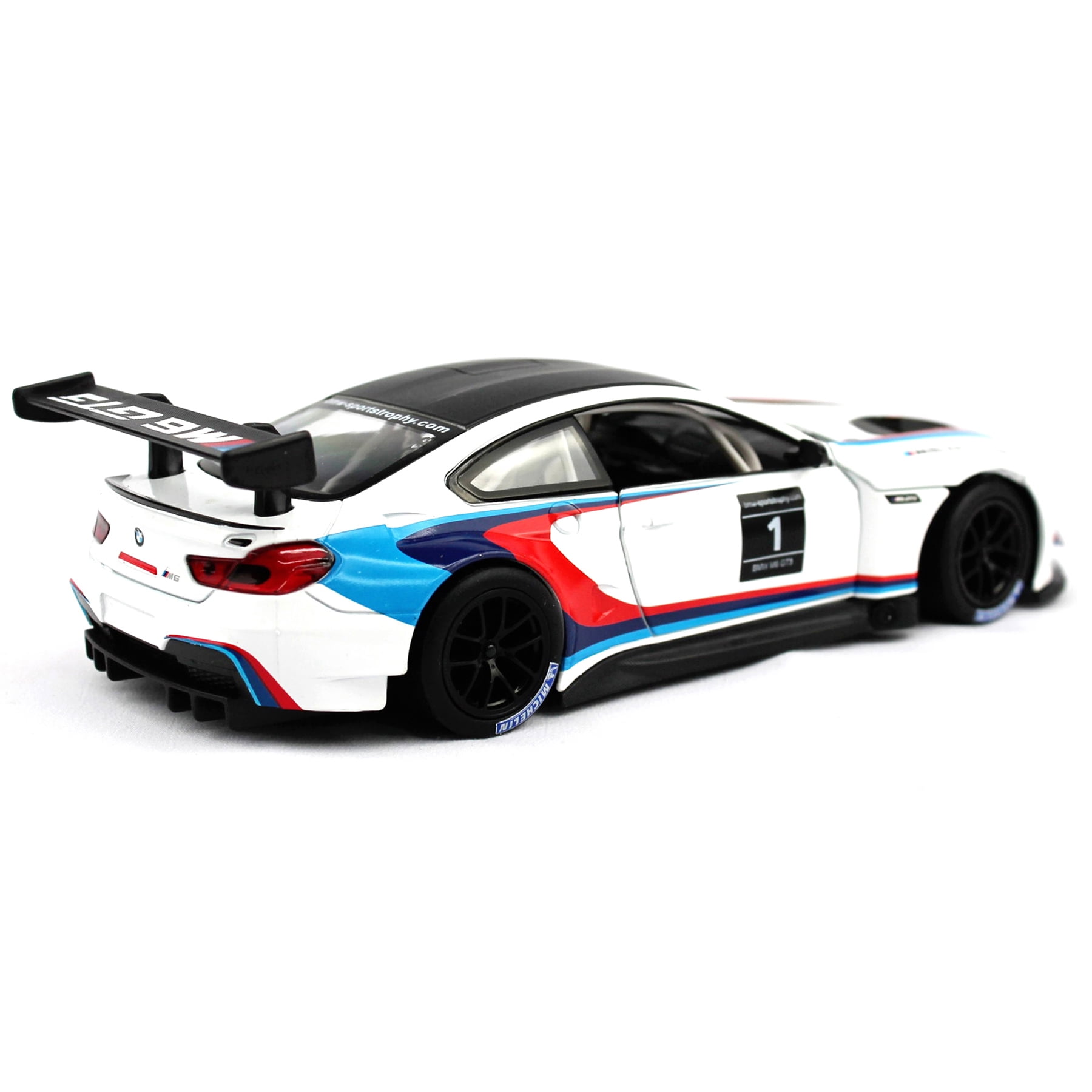 2018 BMW M6 GT3: White With Black Top and Stripes - 1:24 Model Car by Optimum Diecast