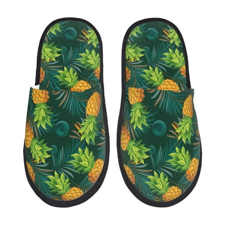 

Slippers for Women/Men - Pineapples with Palm Leaves Soft Plush Warm Slip-on Slippers House Slippers Indoor House Shoes