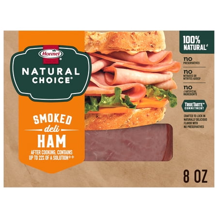 Hormel Natural Choice Sliced Ham Deli Meat, Deli Ham, Refrigerated, 8 oz Resealable Plastic Package