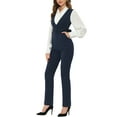 thumbnail image 4 of Unique Bargains Women's V Neck Belted Straight Leg Elegant Suspenders Jumpsuit XL Dark Blue, 4 of 5