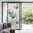 thumbnail image 2 of Non-Adhesive Static Cling Window Tint, Turquoise Floral Window Privacy Film Frosted, Spring Pastoral Flowers Butterfly Beige Insulated Windows Frosted Films for Living room, 35.4 x 78.7 Inches, 2 of 9