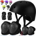 thumbnail image 1 of Conjunto de casco de bicicleta para niños pequeños: casco de ciclismo ajustable con rodilleras, coderas y muñequeras, equipo de protección deportiva para niños pequeños, 1 of 1