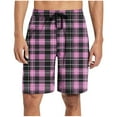 thumbnail image 2 of Mens Shorts Drawstring Elastic Waist Plaid Pocket Sleep Shorts Casual Lounge Bermuda Shorts Purple XL, 2 of 6
