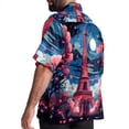 thumbnail image 3 of Eiffel Tower Valentine's Day Men's Button Down Casual Hawaiian Print Short Sleeve Summer Beach Shirt, 3 of 6