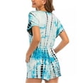 thumbnail image 2 of Lucky Brand Women's Tie Dye Wrap Front Side Pockets Romper Swim Cover-up-Blue / Regular / L, 2 of 5
