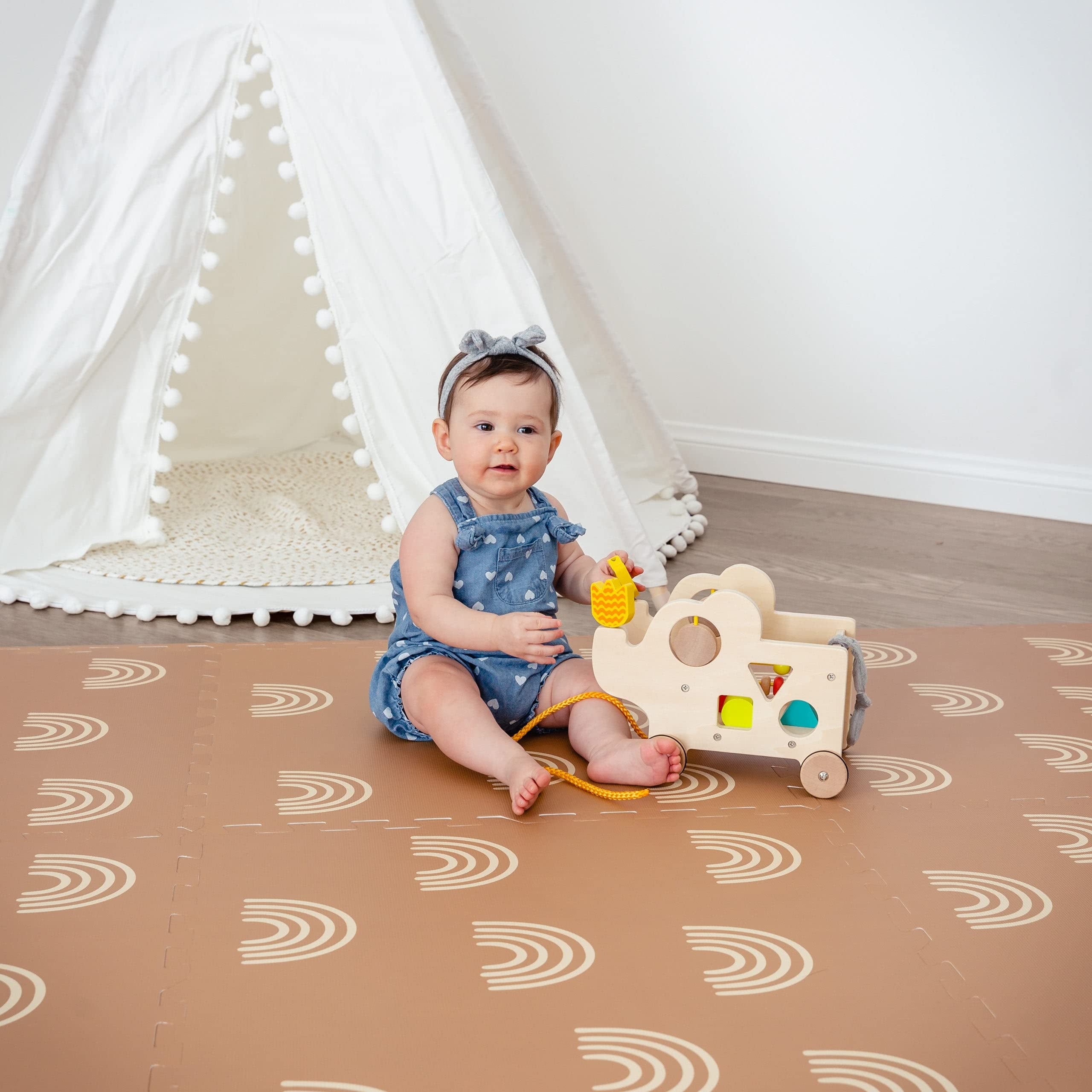 Childlike Behavior Extra Large Baby Play Mat - Non-Toxic Foam Play Mat with Soft Interlocking Floor Tiles - 72x48 Inches - Rainbow Design