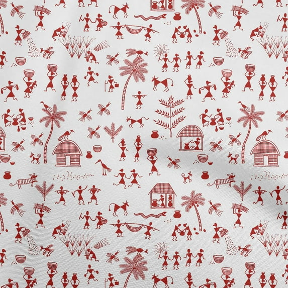 oneOone Cotton Poplin Rust Brown Fabric Asian Floral Block Craft Projects Decor Fabric Printed By The Yard 56 Inch Wide