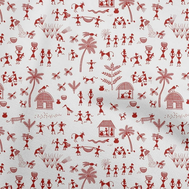 oneOone Georgette Viscose Rust Brown Fabric Asian Floral Block Sewing Material Print Fabric By The Yard 42 Inch Wide