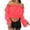 Pink, variant on Women Solid One Shoulder Collar Long Sleeve Blouse with Ruffle Trim Elegant Casual Long XL Size Red