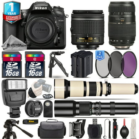 Nikon D7200 DSLR Camera + 18-55mm VR + 70-300mm + Extra Battery + 1yr