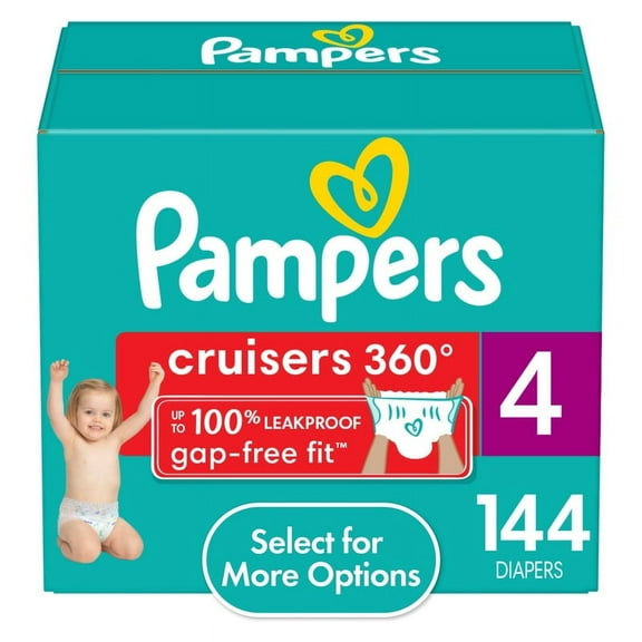 Pack of 2 Pampers Cruisers 360 Diapers Size 4, 144 Count