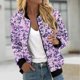 thumbnail image 1 of Ailaofu Womens Zip up Sweatshirt Jacket Stand Collar Hoodless Outerwear Casual Print Long Sleeve Bomber Coat with Pocket Fall, 1 of 5