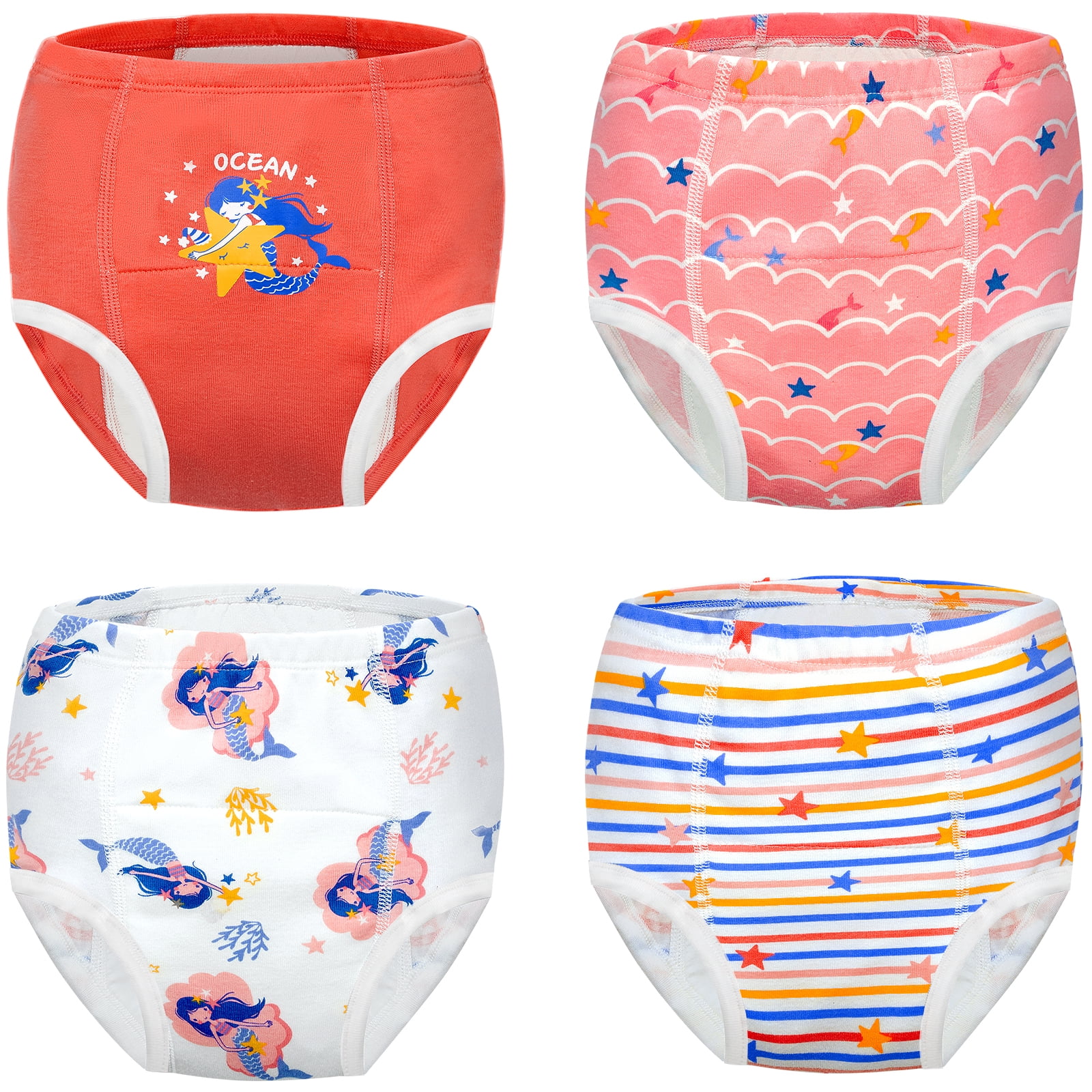 Baby Girl's Potty Training Pants 4 Pack, Cotton Training Underwear for