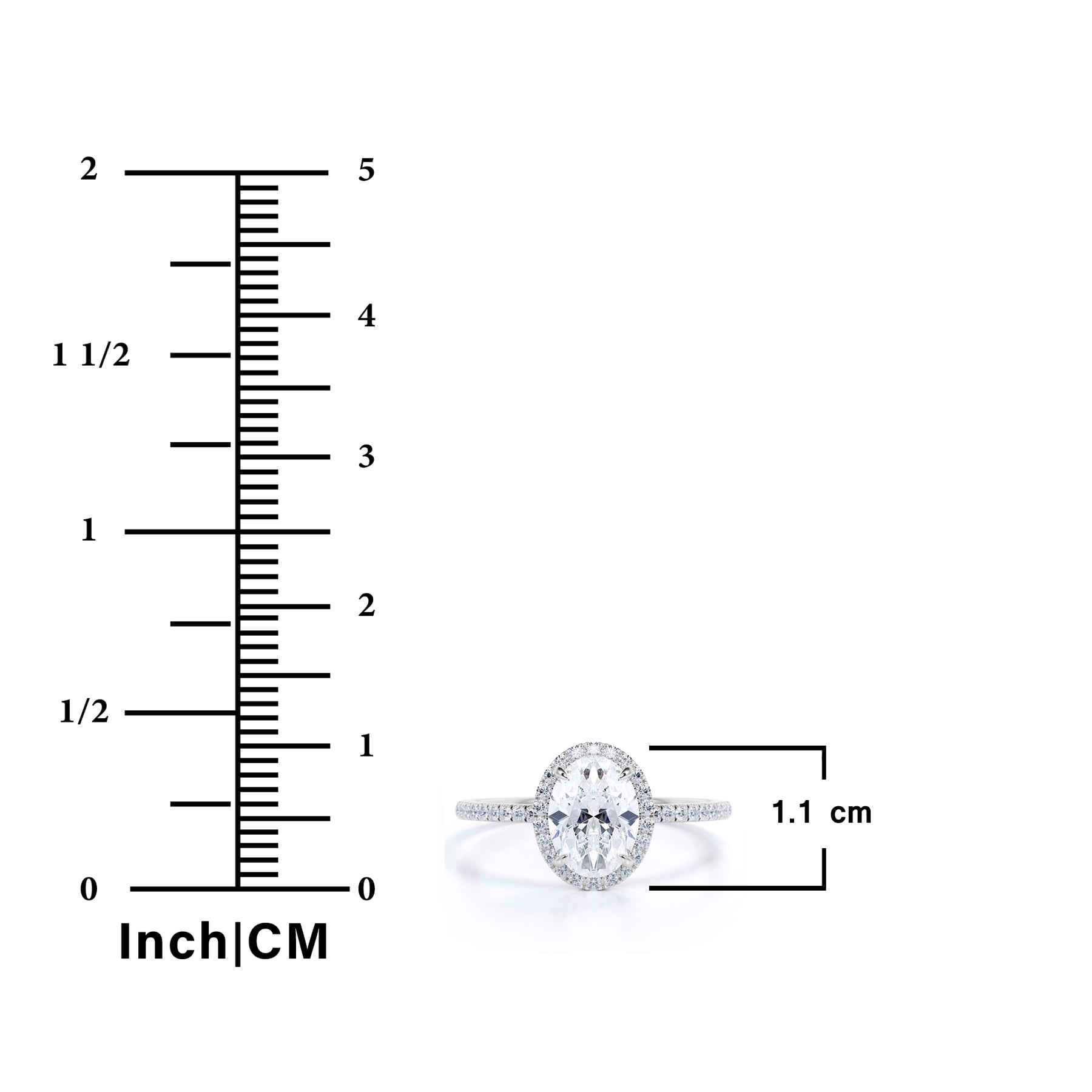 JeenMata 1.5 Carat Oval Cut Moissanite Engagement Ring - Bridal Set - Halo Ring - Handmade Ring - 18k White Gold Plating for Women