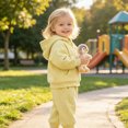 thumbnail image 3 of HCNTES Baby Girl Clothes Winter Toddler Girls Fall Outfit Sets, Baby Girl 12 18 24 Months 2T 3T 4T 5T 6T 7T 2PCS Long Sleeve Small Cartoon Embroidery Solid Color Hooded Pullover Sweatpants Set, 3 of 7