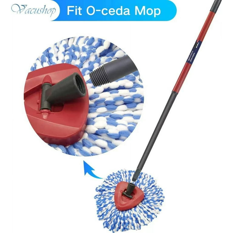 VACUSHOP 4-section Spin Mop Replacement Head Handle + 2-Tank Base+2 Mops  for O-Cedar EasyWring Spin Mop Microfiber Easy Cleaning of Home Floors