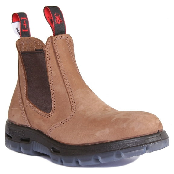 Red Back UBCH Women's Soft Toe Leather Ankle Boot With Elasticated Sides In Taupe Size 5.5