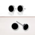 thumbnail image 6 of NUZYZ Men's Women's Sterling Silver Black Vinyl Earrings Ear Studs Jewelry Charm, 6 of 8