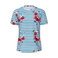 thumbnail image 5 of Wukai Red Funny Crab on Blue Stripe Print Men's Short-Sleeved Mesh T-Shirt,Quick-Dry Short Sleeve Workout T-Shirt-Small, 5 of 8