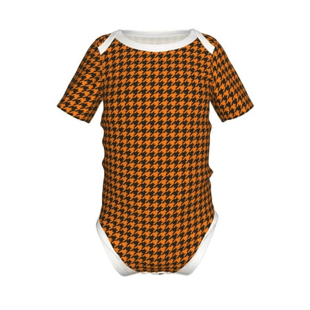 

Junzan Black And Orange Houndstooth Print Short-Sleeve Baby Climbing Clothes Bodysuits for Infant One-Piece for Baby Boys & Girls Baby Clothes Baby Romper with Snap Closure-12 Months