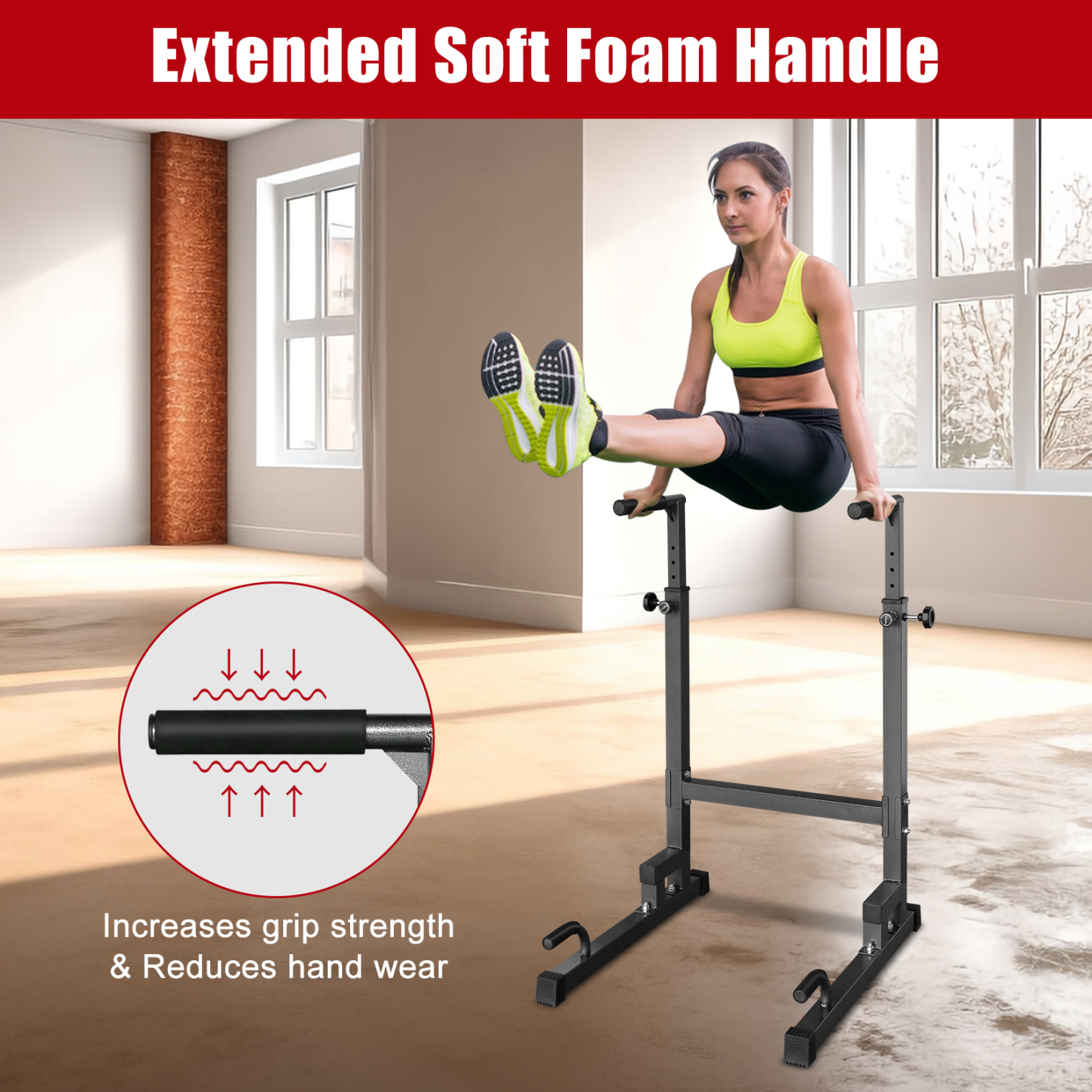 Multi-Function Pull-Up Push-Up Trainer with Durable Steel Frame, 280LB Capacity - Adjustable Height Home Gym Equipment for Adults (Indoor/Outdoor Use)
