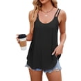 thumbnail image 3 of Womens Solid Color Round Neck Sleeveless Tank Top Basic Layering Undershirt Casual Black L, 3 of 9