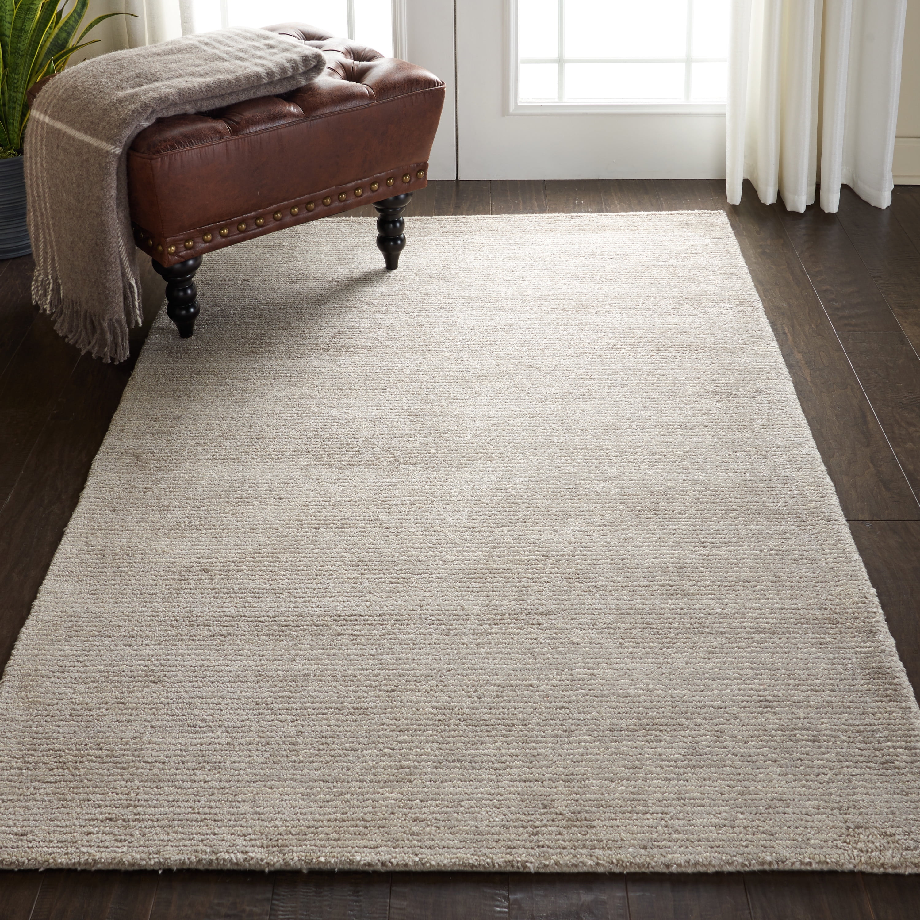 Nourison Weston Contemporary Solid Oatmeal Area Rug