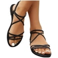 thumbnail image 6 of YgkuHd Women's Casual Flat Sandals Roman Style Multi-Strapped Crisscross Design Elasticated Back Strap Black,7.5, 6 of 6