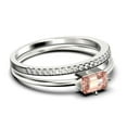 thumbnail image 2 of Beautiful Minimalist 1.20 Carat Baguette Cut Morganite And Diamond Moissanite Engagement Ring, Classic Wedding Ring in 925 Sterling Silver With 18k White Gold Plating, Bridal Set, Matching Band, 2 of 3