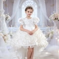 thumbnail image 6 of Girl Dress Size 11-12Y Kids Puffy Short Sleeve Embroidered Trailing Cake Party Long Dress Toddler Girls Dresses, 6 of 7