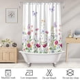 thumbnail image 4 of Floral Shower Curtain for Bathroom, Watercolor Butterfly Wildflower Bathroom Curtain, Vintage Plant Curtain Bath Decoration, Waterproof Fabric Shower Curtain Set with 12 Hooks, 72x72 Inches, 4 of 6