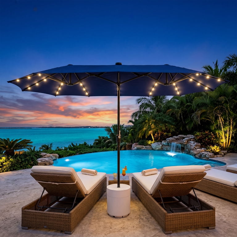 garden furniture patio umbrellas MEVBC 10 X 13 FT Cantilever Outdoor Umbrella with LED Lights Color:Black/ Black Streamlight Battery 75375 NIMH BestChoiceProducts10ftOffsetCantileverHangingMarketPatioUmbrellaSmooth360°Rotation8SturdyRibsEasyAdjustment-Ivory and a wide array