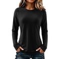 thumbnail image 2 of Lyfzbd Women Long Sleeve Crewneck Tops Base Thermal Underwear Shirt Casual Layer Blouses Versatile Soft Shirt, 2 of 9