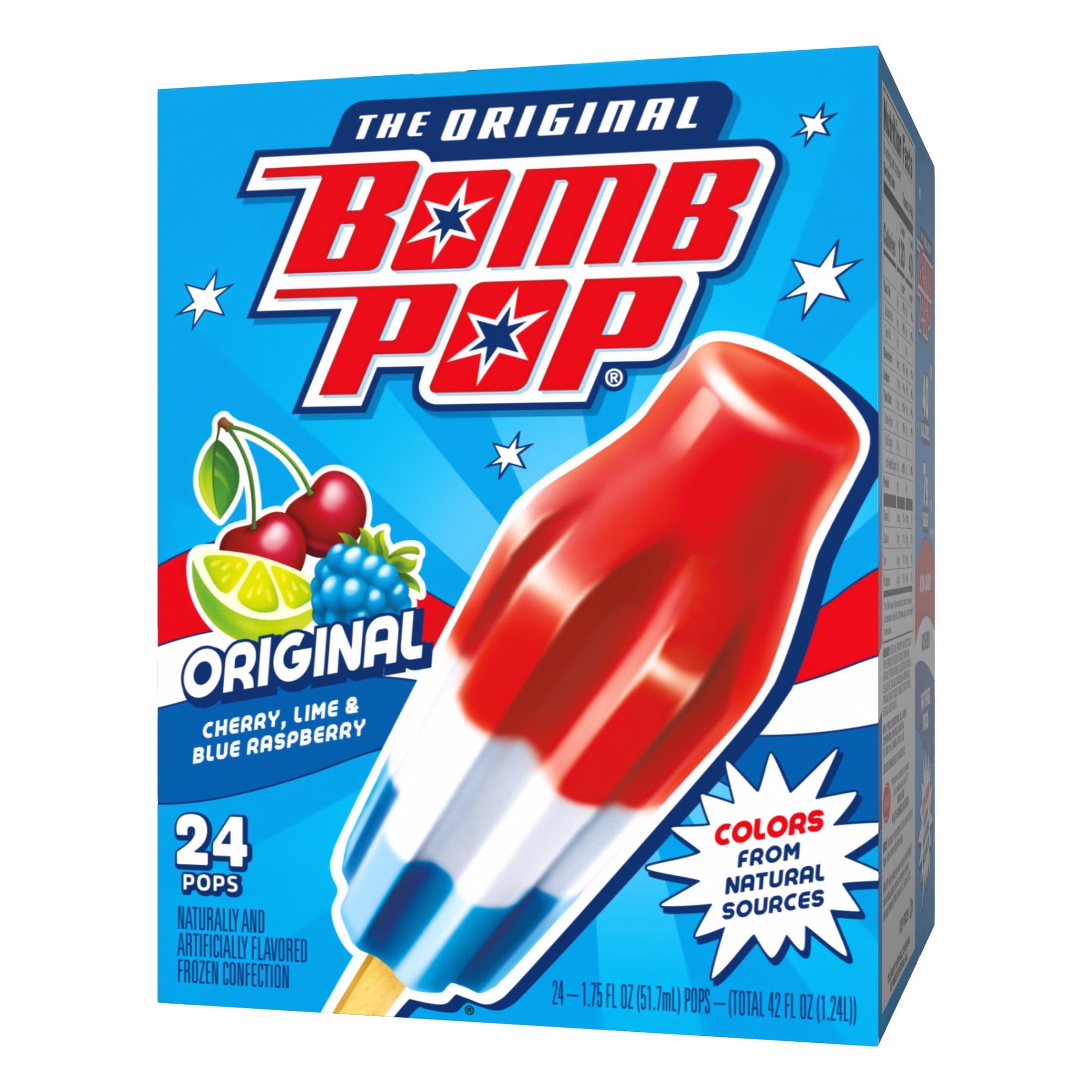Bomb Pop Original Freeze Ice Pops, Frozen Freezer Dessert, 24 Pack