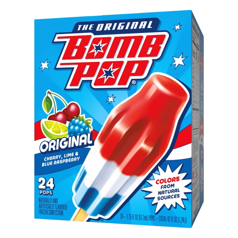 Bomb Pop Original Freeze Ice Pops, Frozen Freezer Dessert, 24 Pack