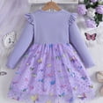 thumbnail image 3 of Girls Print Mesh Ballerina Dress Long Sleeve Flowy A Line Tutu Party Dress for Toddler Fall Daily Wear with Butterfly Print and Sheer Overlay for Special Occasions, 3 of 4