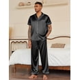 thumbnail image 4 of EKOUAER Mens Satin Pajama Set Short Sleeve Button Down Sleepwear Classic Loungewear Set with Pants, 4 of 6